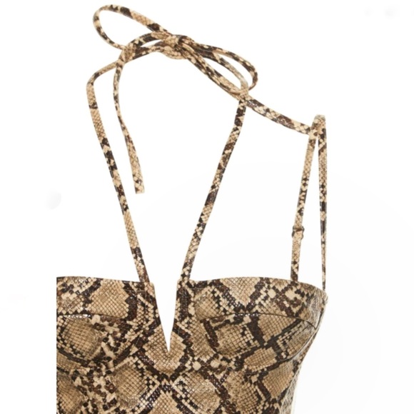 NWT Miaou Aphex Printed Faux Leather Corset Top - Beige, Multi  Size 3X - Picture 7 of 14